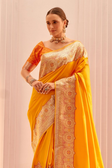 Style Yellow Sarees with Elegance for Vasant Panchami Celebrations