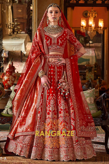 Vermilion Majesty Bridal Silk Lehenga