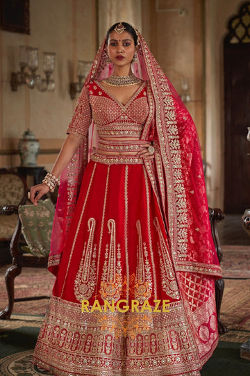 Crimson Red Double-Dupatta Bridal Silk Lehenga – An Heirloom of Royal Craft