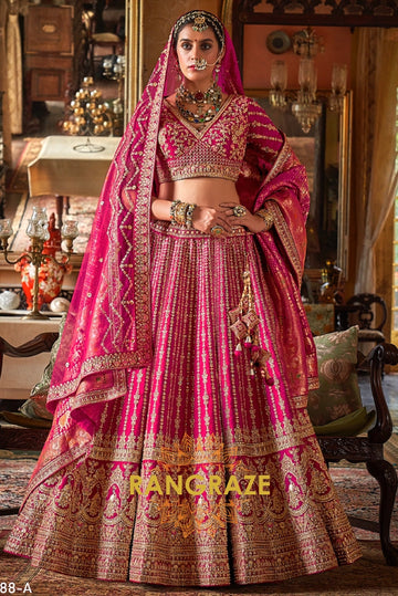 The Royal Fuchsia Heritage Bridal Silk Lehenga