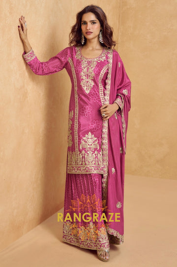 Rani Pink Regal Embroidered Suit Set