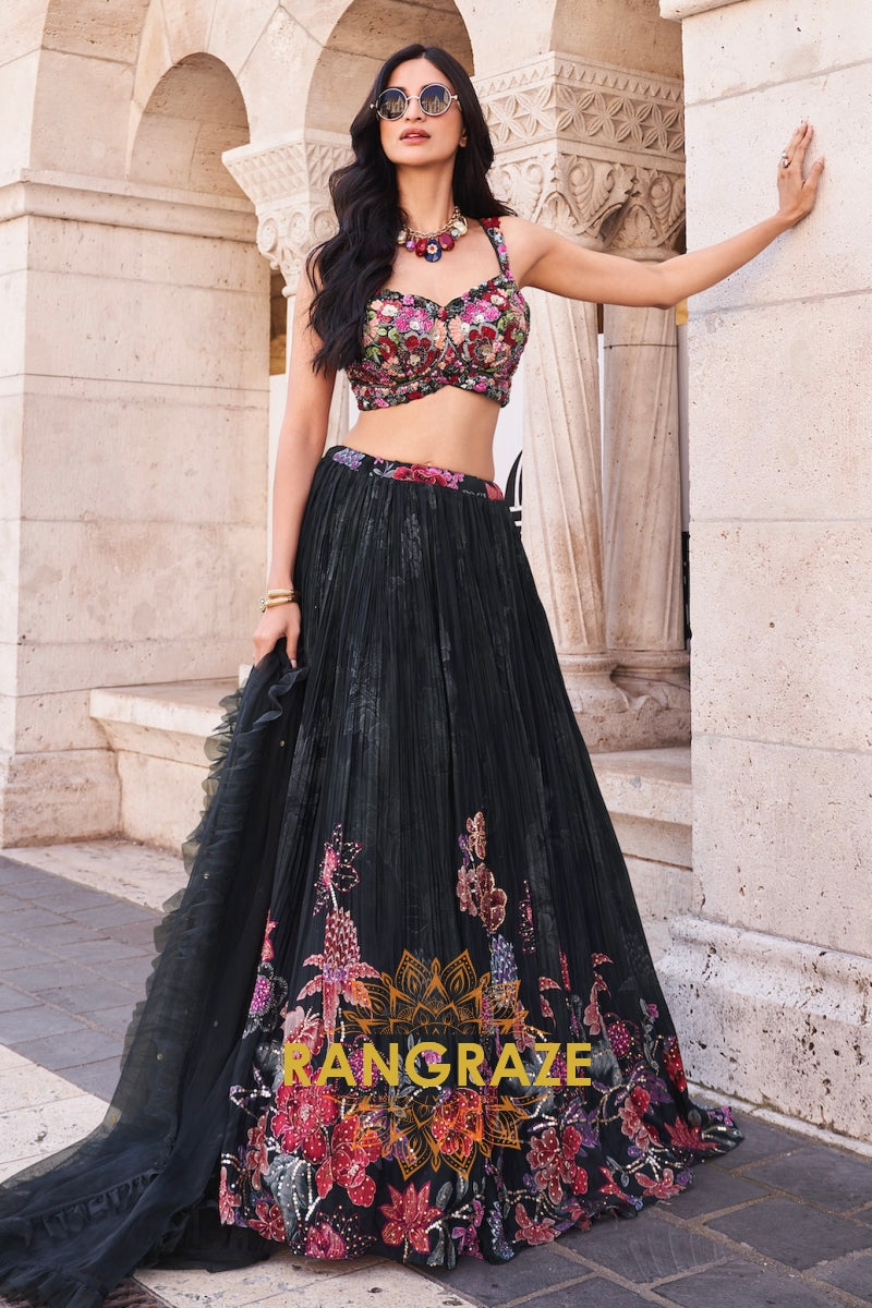 Noir Bloom Embroidered Lehenga Choli