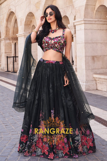 Noir Bloom Embroidered Lehenga Choli