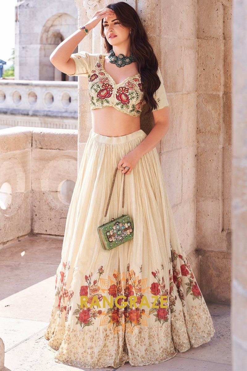 Golden Bloom Embroidered Lehenga Choli