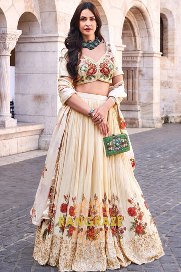 Golden Bloom Embroidered Lehenga Choli