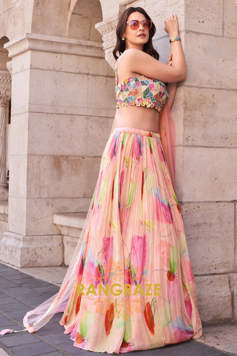 Floral Fantasy Embroidered Lehenga Choli