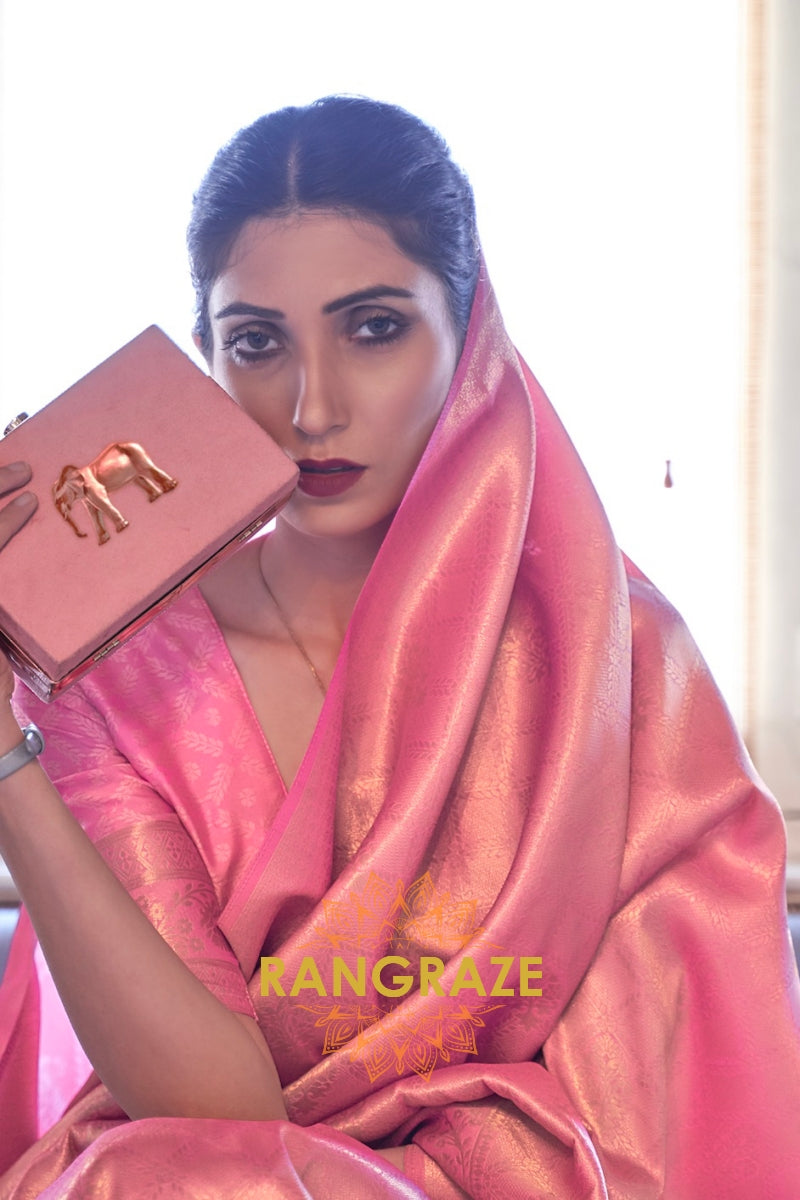 Pink Enchantment Woven Kanjivaram Silk Saree