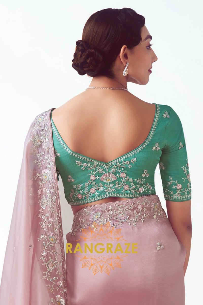 Blush Orchid Embroidered Cutwork Saree