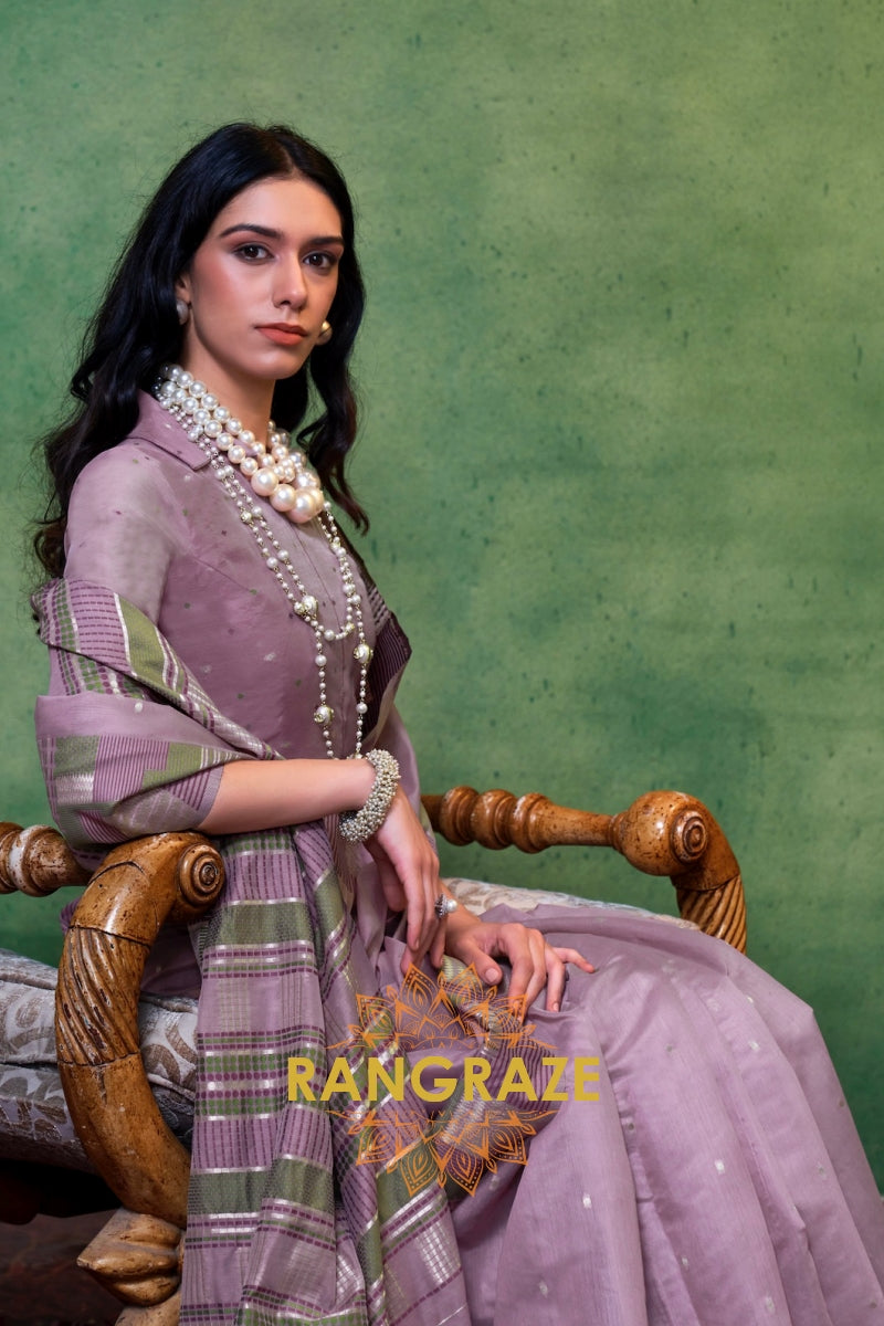 Lavender Mist Woven Cotton Silk Saree