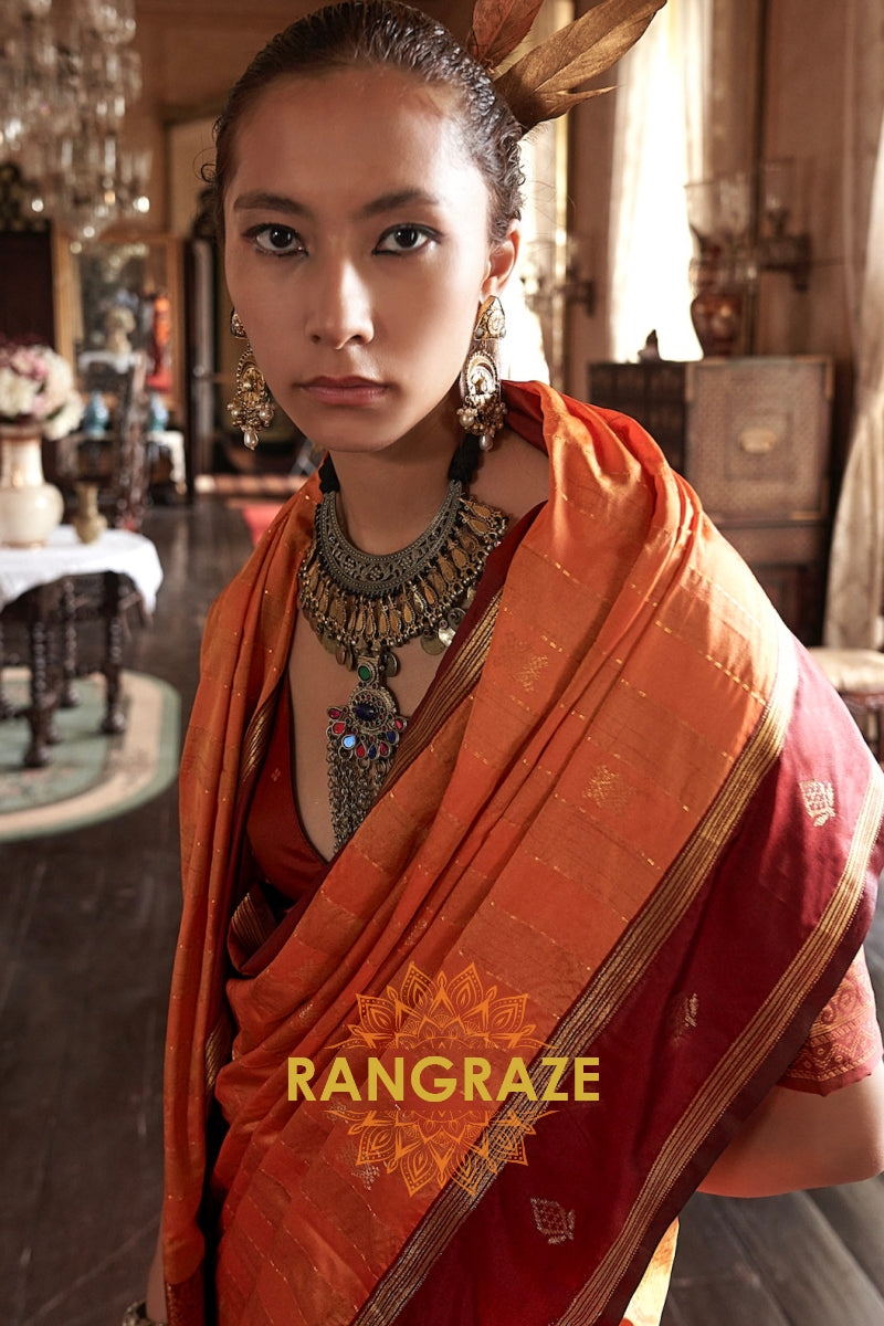 Radiant Ember Tussar Saree