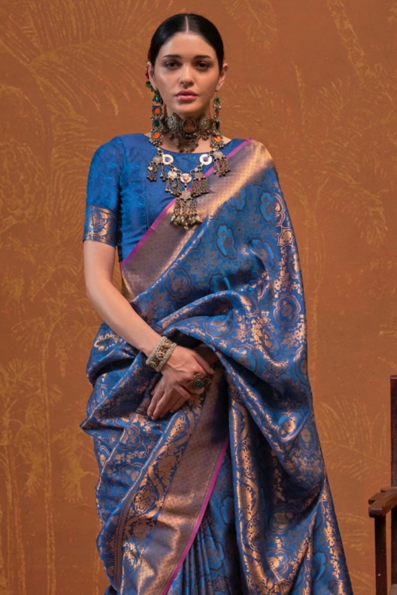 Celebrate Lohri with Warm & Festive Kanjeevaram Silk Saree Styles