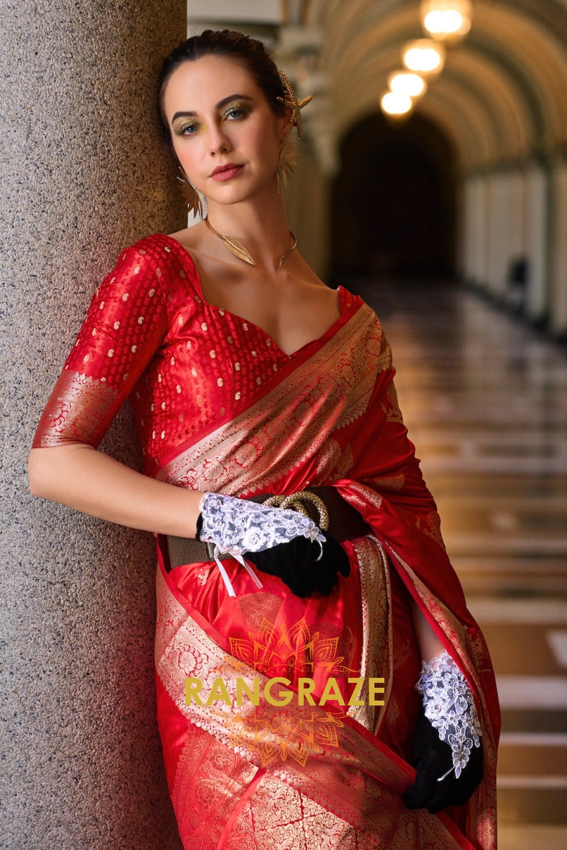 Buy the Perfect Red Banarasi Saree for Karwa Chauth 2025