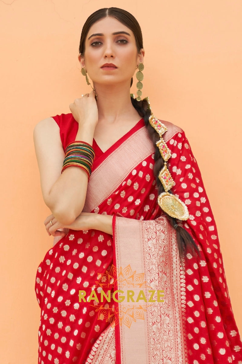 How to Style a Red Banarasi Saree for Diwali Night
