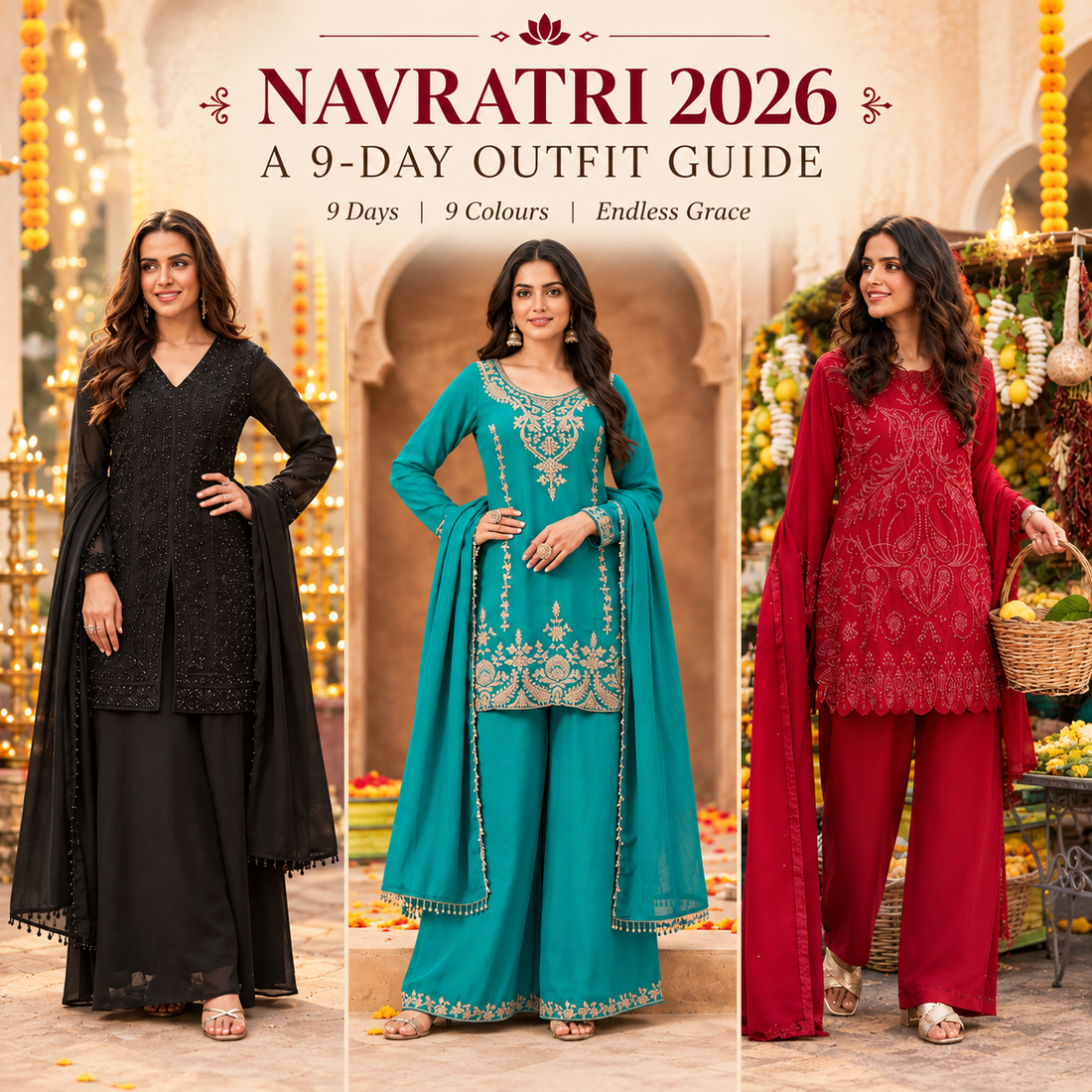 Navratri 2026: A 9-Day Colour & Outfit Guide Featuring Stitched Suits for Women