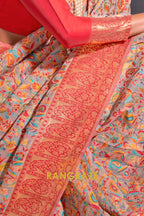 Luxe Pink Woven Banarasi Kashmiri Silk Saree