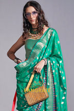Regal Green Dual Tone Banarasi Soft Silk Saree