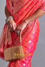 Regal Peach Red Dual Tone Banarasi Soft Silk Saree