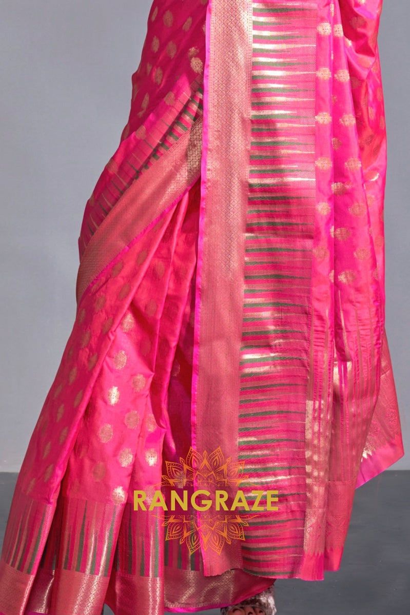 Regal Magenta Red Dual-Tone Banarasi Soft Silk Saree