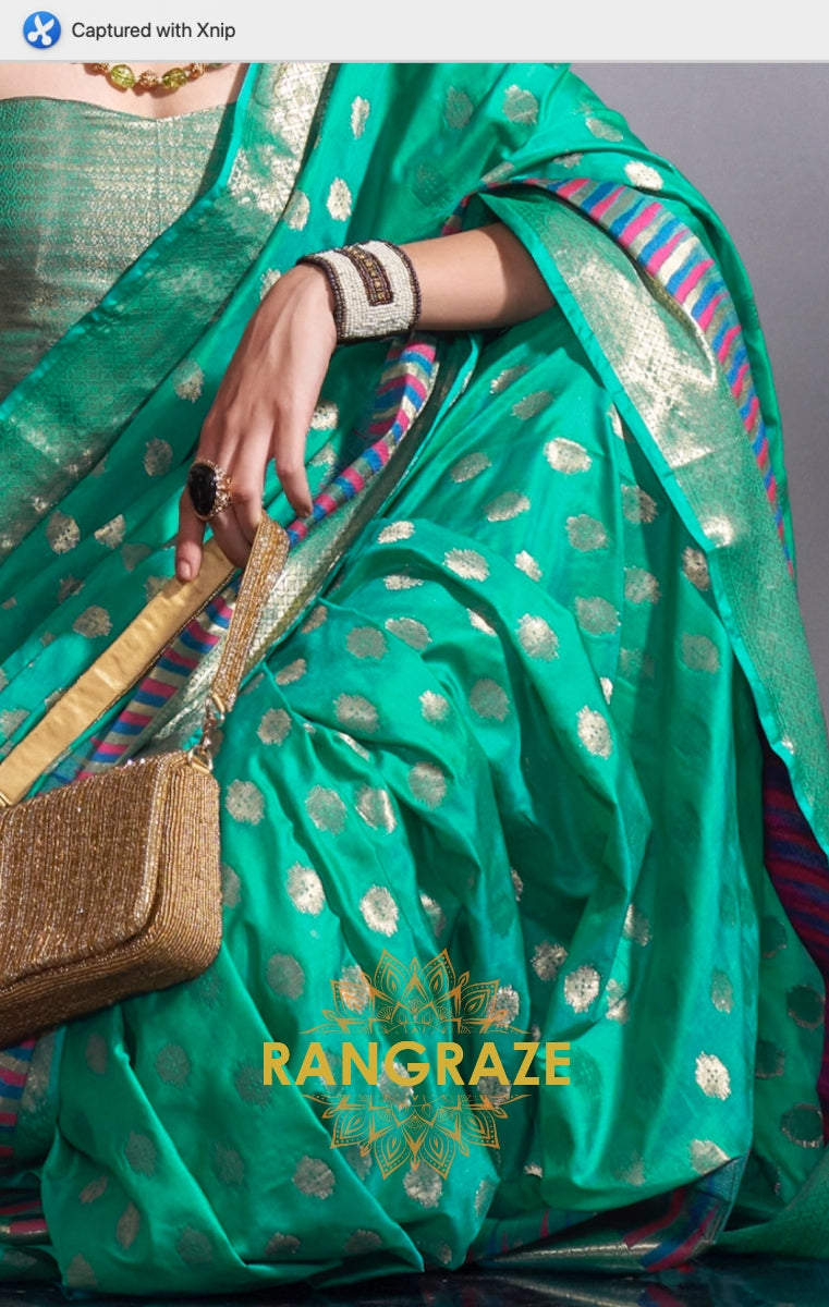 Regal Green Dual Tone Banarasi Soft Silk Saree