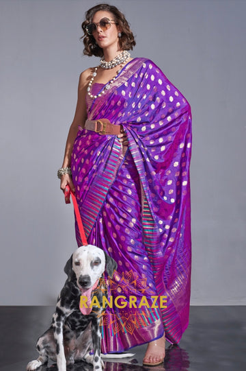 Regal Purple Dual Tone Banarasi Soft Silk Saree