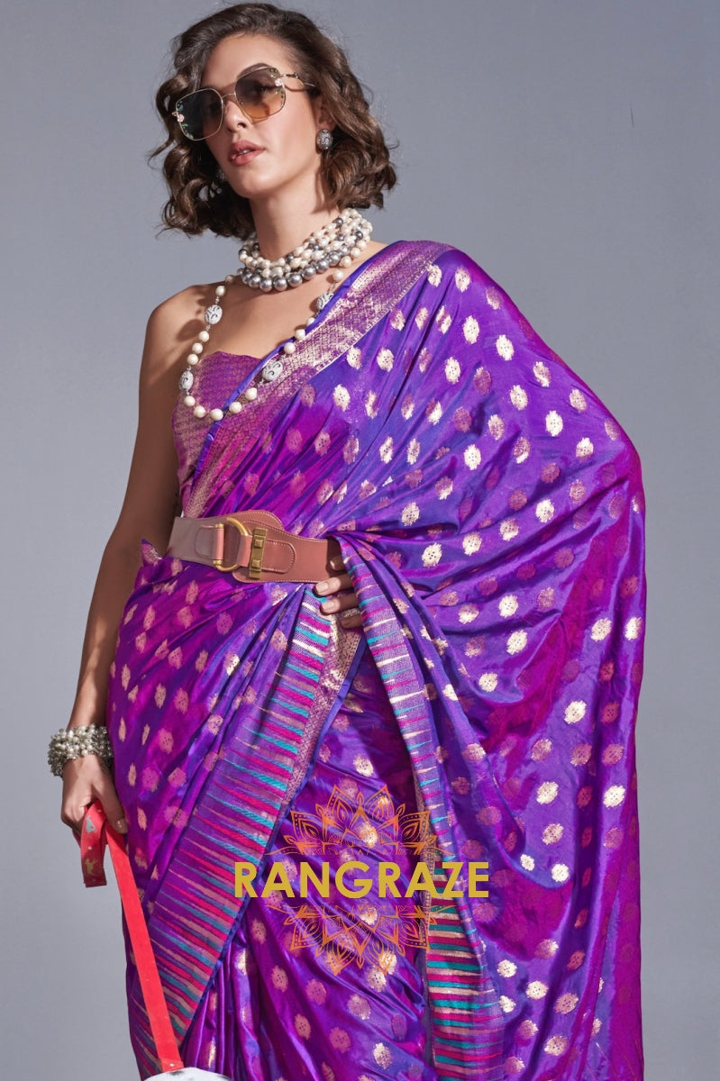 Regal Purple Dual Tone Banarasi Soft Silk Saree