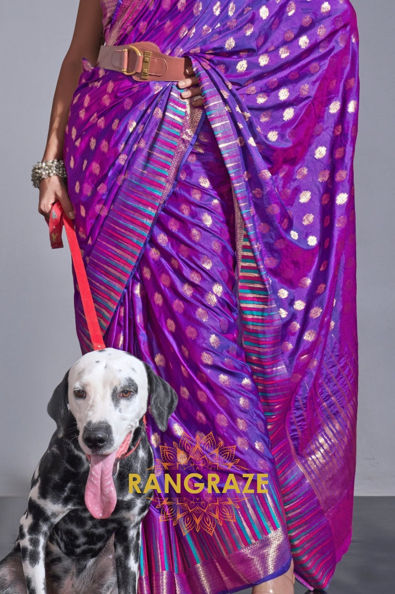 Regal Purple Dual Tone Banarasi Soft Silk Saree