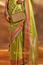 Ethereal Sea Green Woven Banarasi Satin Silk Saree