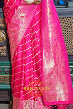 Magenta Pink Woven Banarasi Silk Saree With Gold And Silver Zari