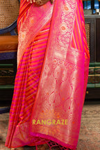 Bridal Red Woven Banarasi Silk Saree With Gold And Silver Zari