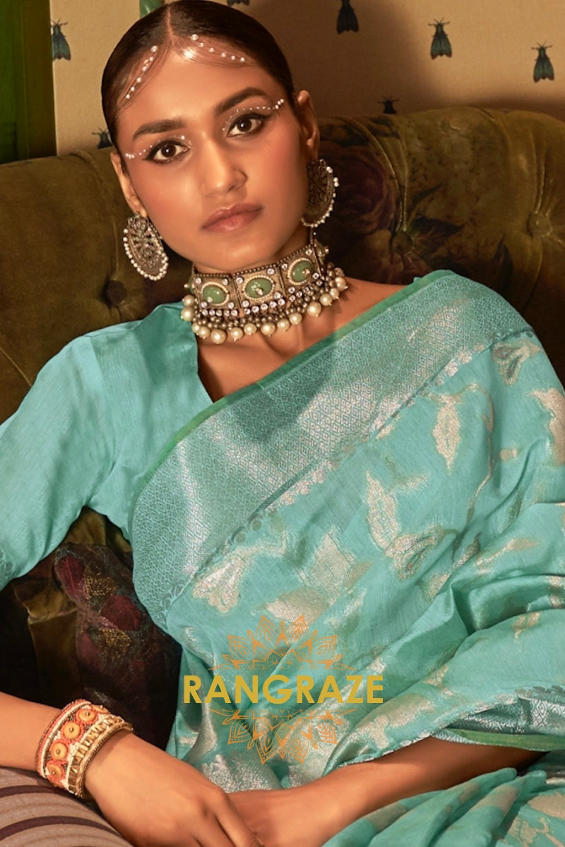 Vintage Green Pure Modal Handloom Weaving Banarasi Silk Saree