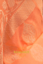 Peach Orange Woven Banarasi Georgette Silk Saree
