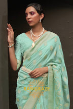 Sea Green Woven Banarasi Georgette Silk Saree