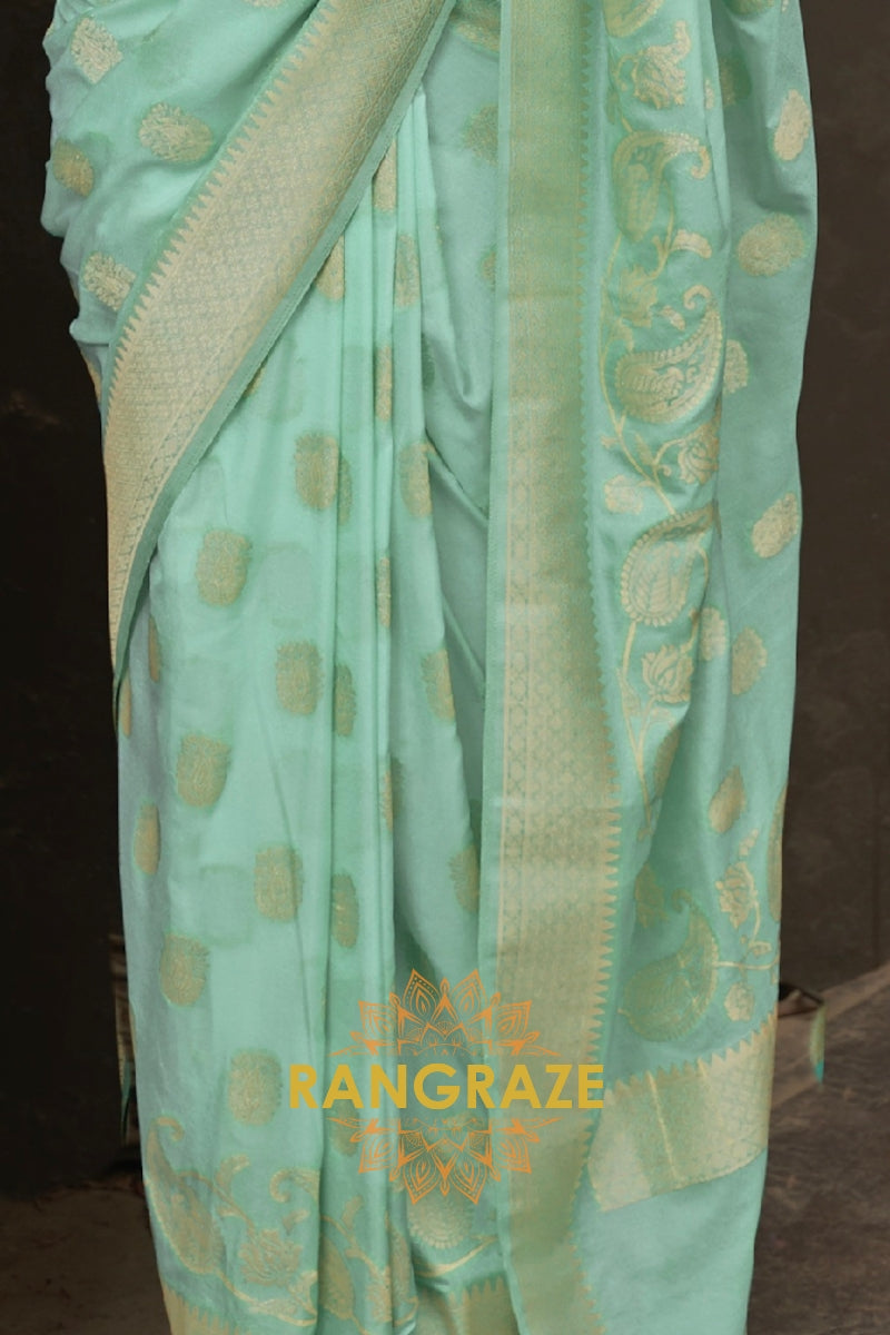 Sea Green Woven Banarasi Georgette Silk Saree