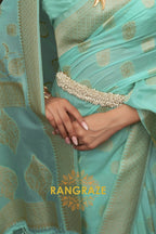 Sea Green Woven Banarasi Georgette Silk Saree