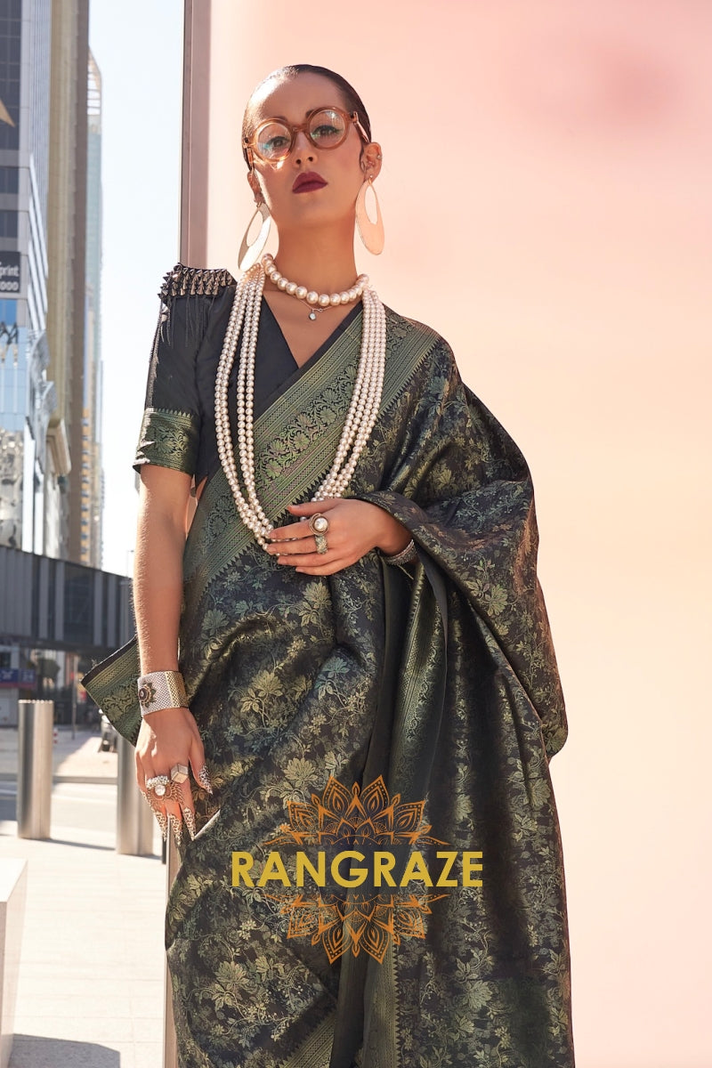 Black Banarasi Silk Handloom Saree