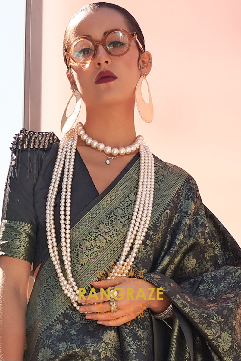 Black Banarasi Silk Handloom Saree