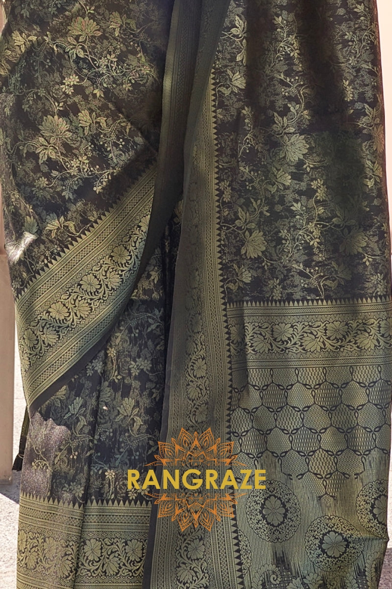 Black Banarasi Silk Handloom Saree