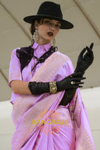 Lilac Bloom Handloom Woven Banarasi Silk Saree
