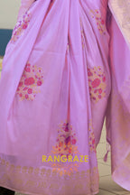 Lilac Bloom Handloom Woven Banarasi Silk Saree