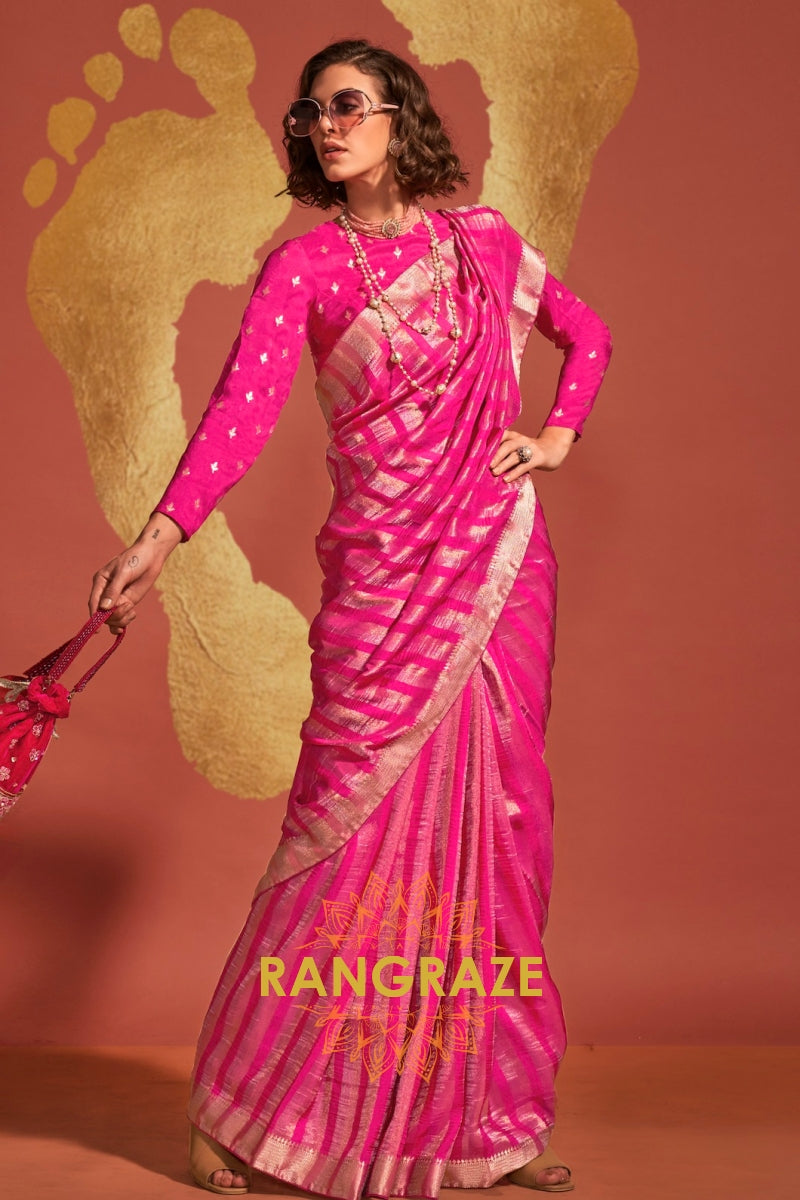 Pink Radiance Handloom Woven Banarasi Silk Saree