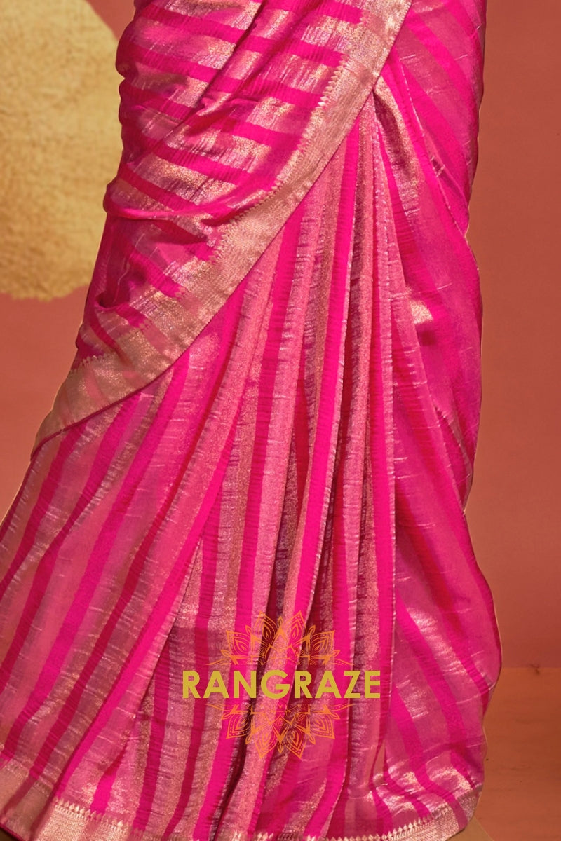 Pink Radiance Handloom Woven Banarasi Silk Saree
