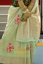 Mint Green Handloom Woven Banarasi Silk Saree