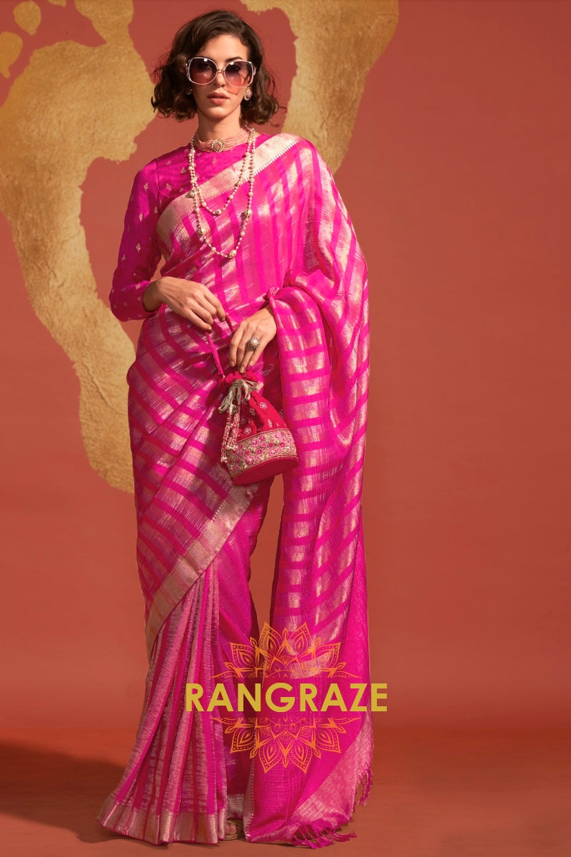 Pink Radiance Handloom Woven Banarasi Silk Saree