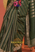 Bottle Green Radiance Handloom Woven Banarasi Silk Saree
