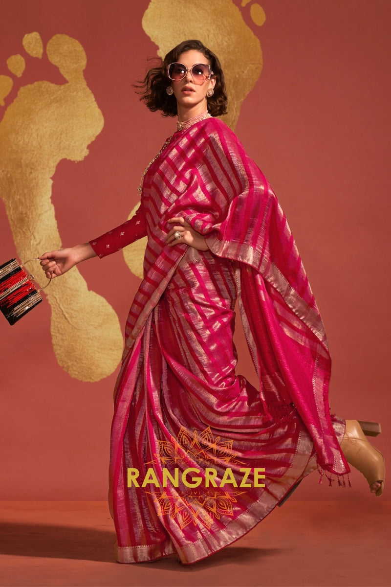 Magenta Radiance Handloom Woven Banarasi Silk Saree