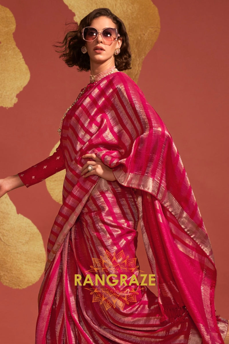 Magenta Radiance Handloom Woven Banarasi Silk Saree