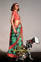 Turquoise and Black Handwoven Banarasi Soft Silk Saree