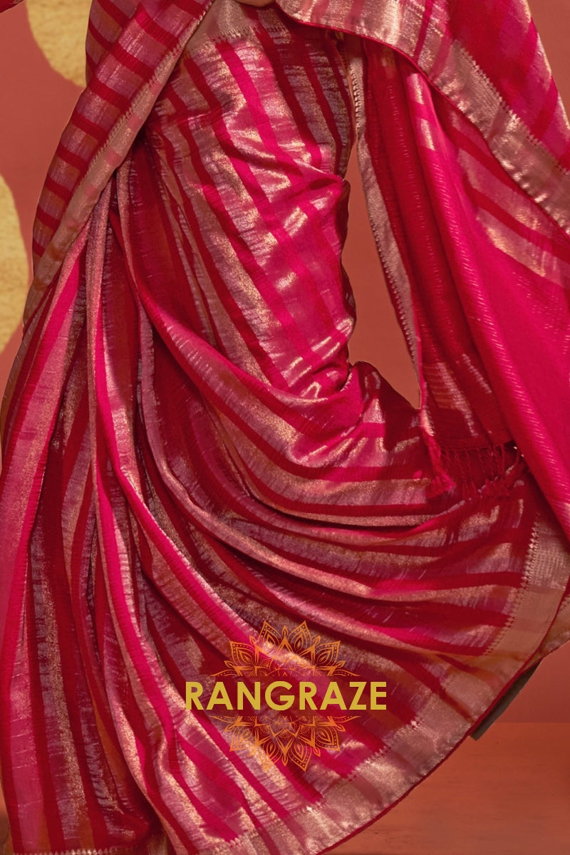 Magenta Radiance Handloom Woven Banarasi Silk Saree