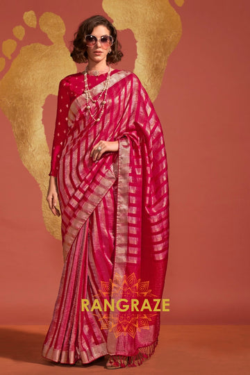 Magenta Radiance Handloom Woven Banarasi Silk Saree