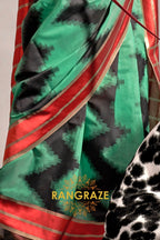 Turquoise and Black Handwoven Banarasi Soft Silk Saree